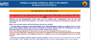 IGNOU re-registration