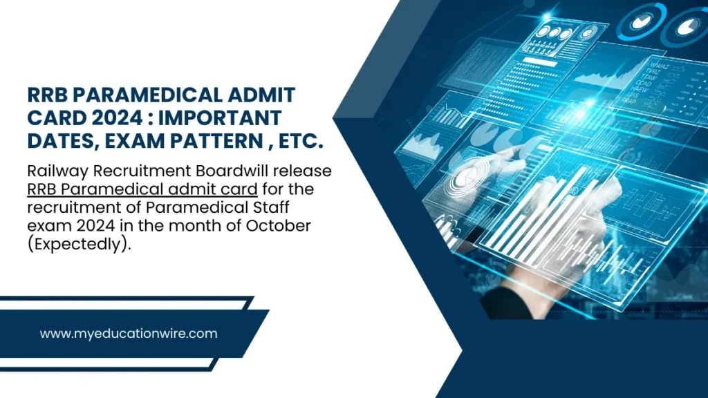 Railway Recruitment Boardwill release RRB Paramedical admit card for the recruitment of Paramedical Staff exam 2024 in the month of October (Expectedly).