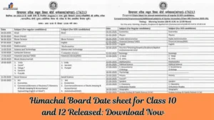 Himachal Board Date sheet for Class 10 and 12 Released
