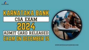 Karnataka Bank CSA Exam 2024