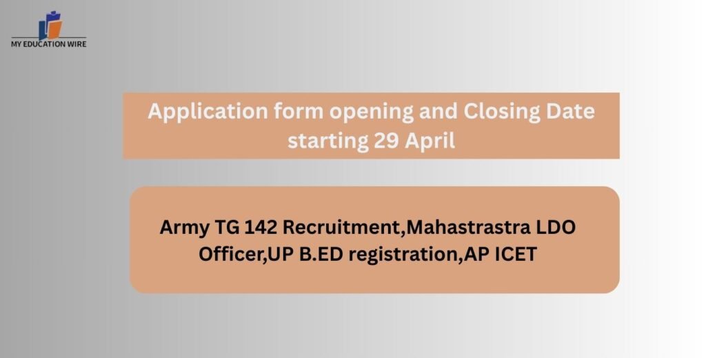 Application form opening and Closing Date starting 29 April