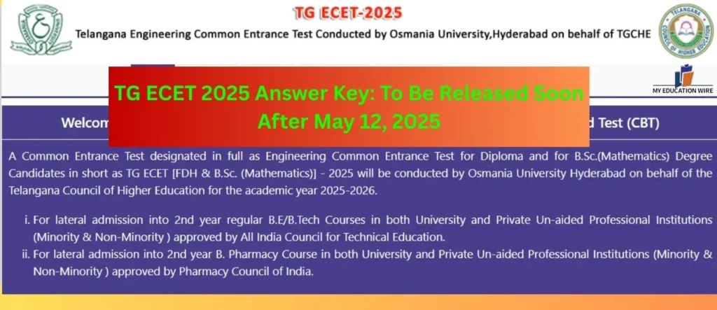 TG ECET 2025 Answer Key To Be Released Soon After May 12, 2025