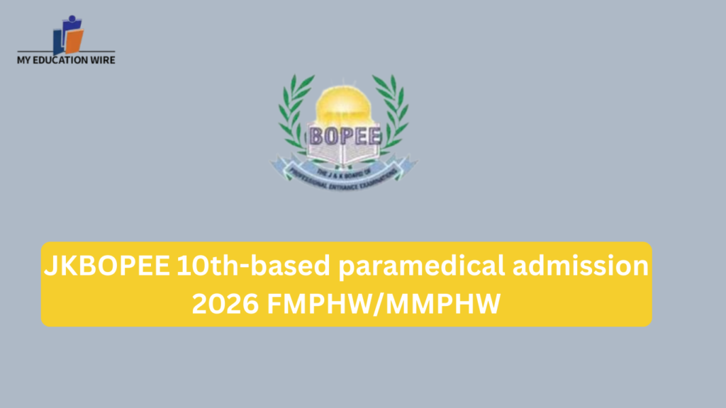 JKBOPEE 10th-based paramedical admission 2026 FMPHW/MMPHW