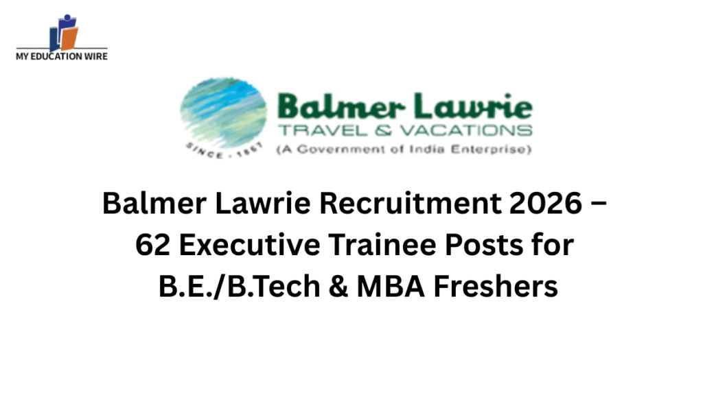 Balmer Lawrie Recruitment 2026 – 62 Executive Trainee Posts for B.E.B.Tech & MBA Freshers