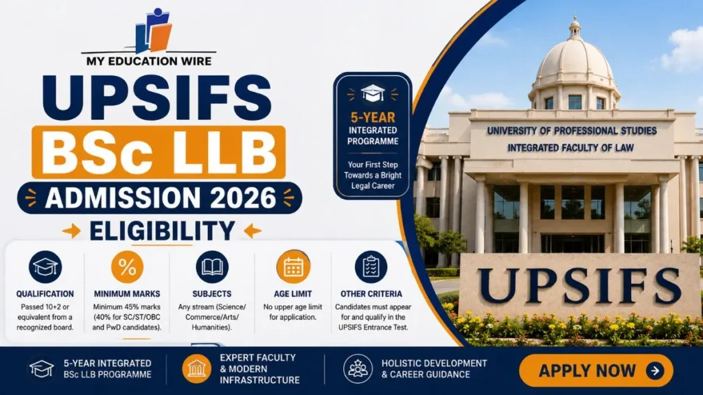 UPSIFS BSc LLB Admission 2026 Eligibility