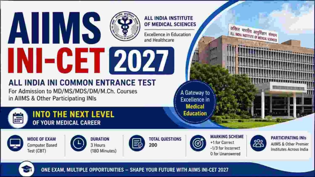 AIIMS INI-CET PG July 2027: Application Form, Exam Date