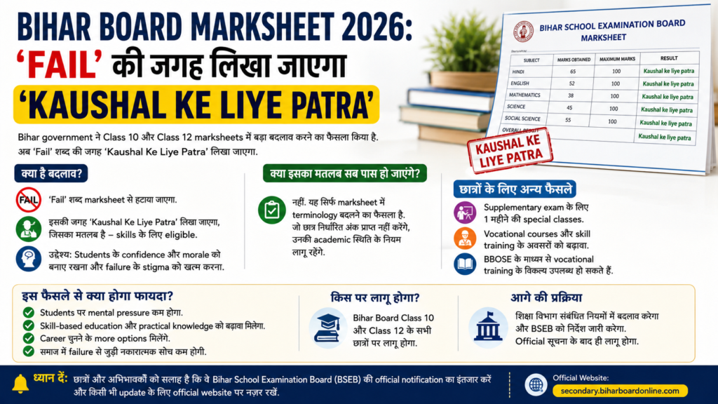 Bihar Board Marksheet 2026