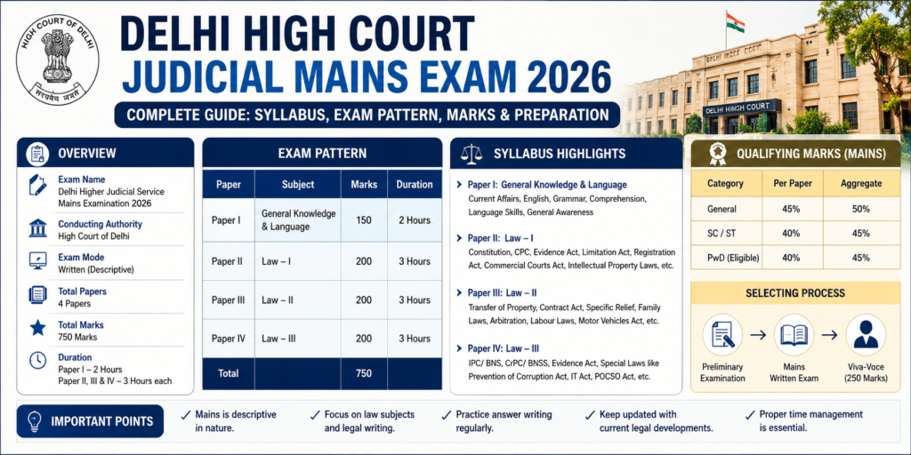 Delhi Higher Judicial Service Mains Exam 2026: exam date released