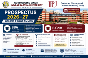 GGSIPU Online BBA and BCom Admission 2026