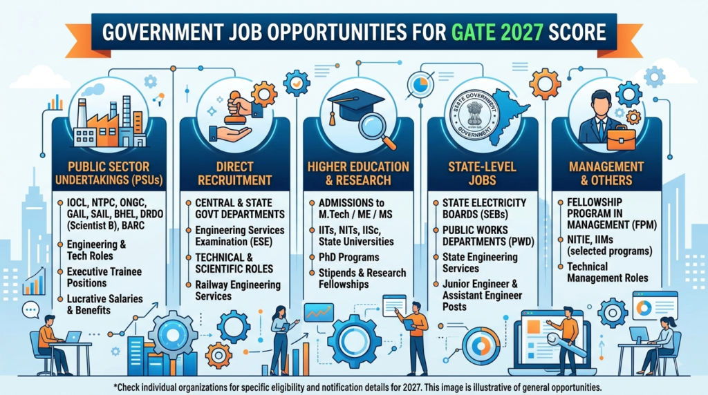 What government job opportunities lie in 2027 for a GATE 2027 score